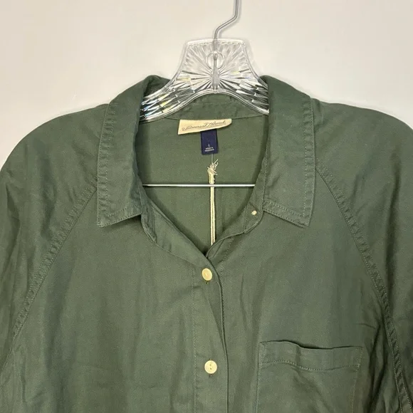 Universal Thread NWT Women’s Dark Green Oversized Button Down Long Sleeve Shirt - Picture 9 of 15